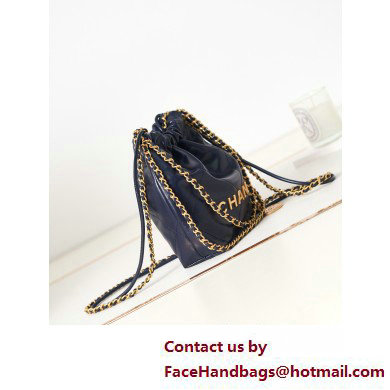 Chanel Shiny Calfskin & Gold-Tone Metal CHANEL 22 Mini Handbag AS3980 Navy Blue - Click Image to Close